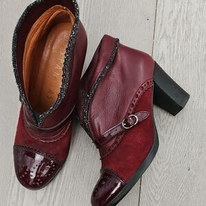 Hispanitas Ankle Leather & Suede Burgundy Boots